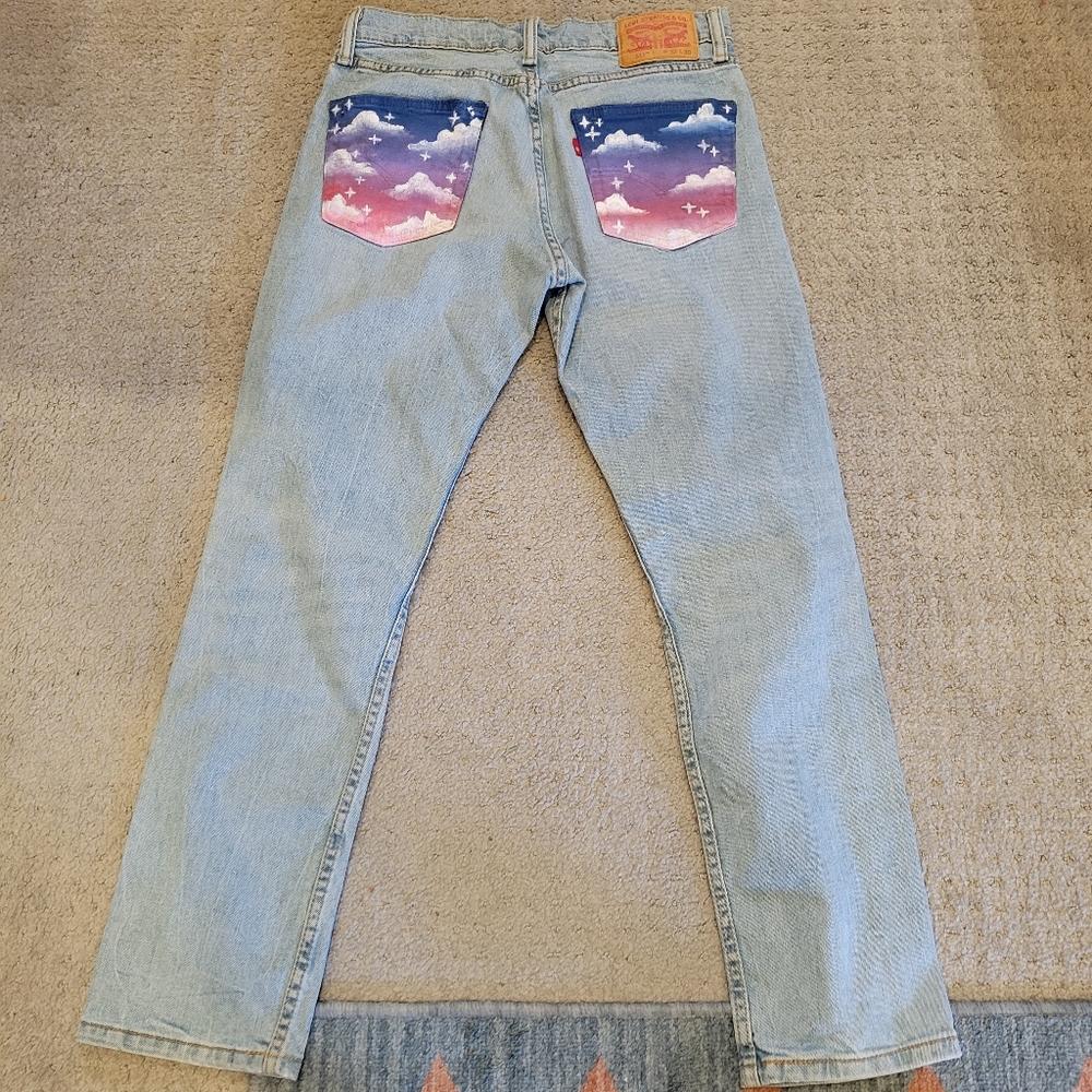 Handpainted Womens Levis 511 jeans size 32 x 30.